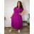 Sommerkleid oval Kurzarm Damen Übergröße (50/52/54 Einheitsgröße) ITALIAN FASHION IM425011  růžová fuchsiová