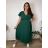 Sommerkleid oval Kurzarm Damen Übergröße (50/52/54 Einheitsgröße) ITALIAN FASHION IM425011  dunkler Smaragd