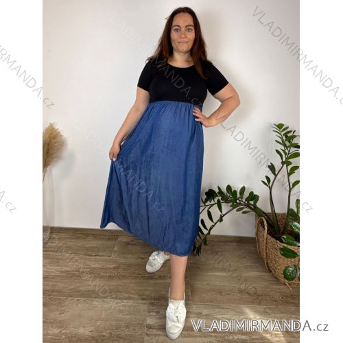Sommerkleid oval Kurzarm Damen Übergröße (50/52/54 Einheitsgröße) ITALIAN FASHION IM425011  dunkelblau