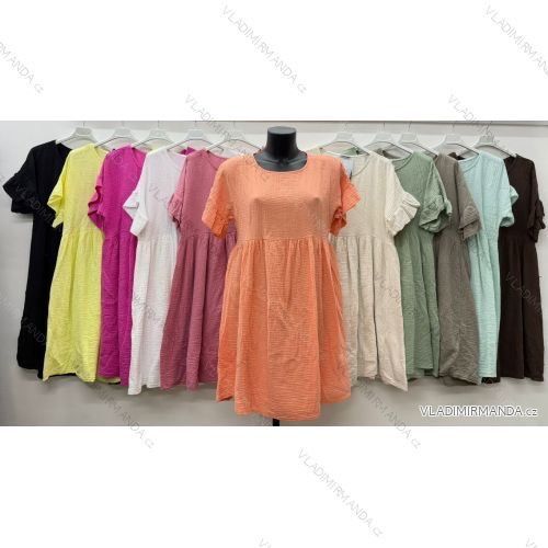 Kurzarm-Sommerkleid aus Musselin für Damen (Einheitsgröße S/M/L) ITALIENISCHE MODE IM426167