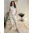 Lange Stretch-Hose für Damen (Einheitsgröße S/M/L) ITALIENISCHE MODE IMPOZ25LV-25429/DUR beige-creme S/M/L