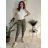 Elegante Hose mit Gürtel für Damen (M/L/XL, Einheitsgröße) ITALIENISCHE MODE IMD26060 grünes Khaki M/L/XL