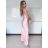 Šaty elegantní společenské na ramínka dámské (S/M ONE SIZE) ITALSKÁ MÓDA IM321608 S / M beige
