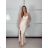 Šaty elegantní společenské na ramínka dámské (S/M ONE SIZE) ITALSKÁ MÓDA IM321608 S / M beige