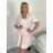 Damen-Hemdkleid mit 3/4-Ärmeln und kurzen Ärmeln (Einheitsgröße S/M/L/XL) ITALIAN FASHION IMC23025 S / M / L hellblau