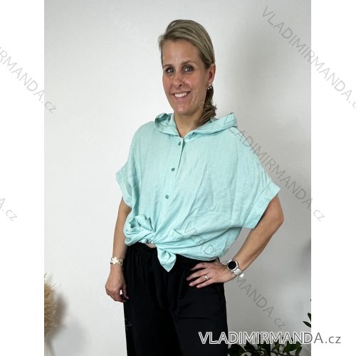 Ärmellose Jacke mit langen Ärmeln (uni sl) ITALIENISCHE Mode IMC17326 44/46/48 leichte Minze