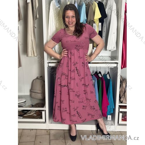 Kurzes Sommerkleid mit Taschen, kurzen Ärmeln, Damengröße Oversize (42/44/46, Einheitsgröße), italienische Mode, IMSM26088
