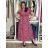 Kurzes Sommerkleid mit Taschen, kurzen Ärmeln, Damengröße Oversize (42/44/46, Einheitsgröße), italienische Mode, IMSM26088 S / M / L dunkles Altrosa