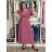 Kurzes Sommerkleid mit Taschen, kurzen Ärmeln, Damengröße Oversize (42/44/46, Einheitsgröße), italienische Mode, IMSM26088 S / M / L dunkles Altrosa