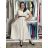 Langes, elegantes Sommerkleid mit Gürtel, kurzen Ärmeln, Damengröße Oversize (46/48/50, Einheitsgröße), italienische Mode, IM426175 S / M / L Hellbeige