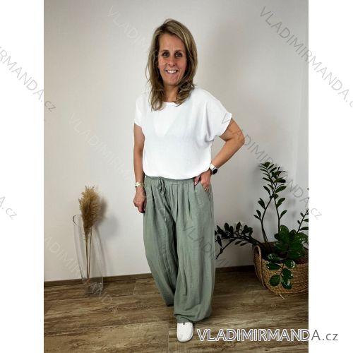 Oversize-Sommerhose für Damen (44/46/48, Einheitsgröße) Italienische Mode IMC26106 M/L/XL hellgrün