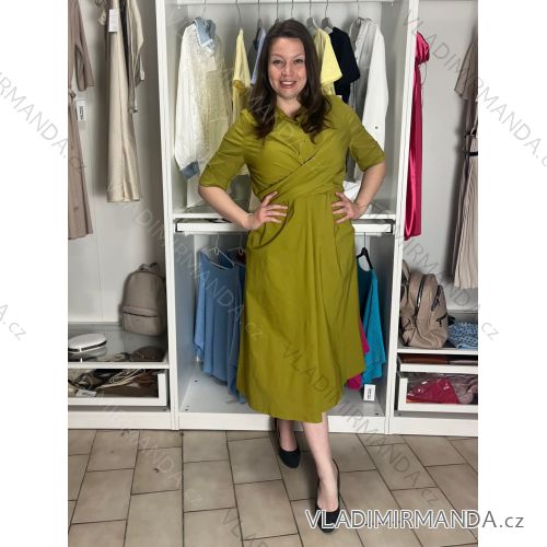 Langärmliges Hemdkleid für Damen mit Gürtel (S/M EINHEITSGRÖSSE) ITALIAN FASHION IMPSH24210151 M/L/XL olivgrün