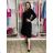 Langes Sommerkleid für Damen aus Musselin mit kurzen Ärmeln (Einheitsgröße S/M/L) ITALIAN FASHION IM424404 M / L schwarz