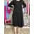 Langes Sommerkleid für Damen aus Musselin mit kurzen Ärmeln (Einheitsgröße S/M/L) ITALIAN FASHION IM424404 M / L schwarz