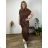 Langes, elegantes Sommerkleid mit Gürtel, kurzen Ärmeln, Damengröße Oversize (46/48/50, Einheitsgröße), italienische Mode, IM426175
