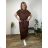 Langes, elegantes Sommerkleid mit Gürtel, kurzen Ärmeln, Damengröße Oversize (46/48/50, Einheitsgröße), italienische Mode, IM426175  schwarz
