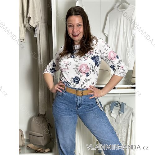 T-Shirt mit 3/4 langen Ärmeln (uni sl) ITALIENISCHES MODELL IM518079 M/L/XL weiß