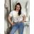 T-Shirt Kurzarm Damen (uni sl) ITALIENISCHE Mode IM518106  weiß