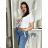 T-Shirt Kurzarm Damen (uni sl) ITALIENISCHE Mode IM518106  weiß