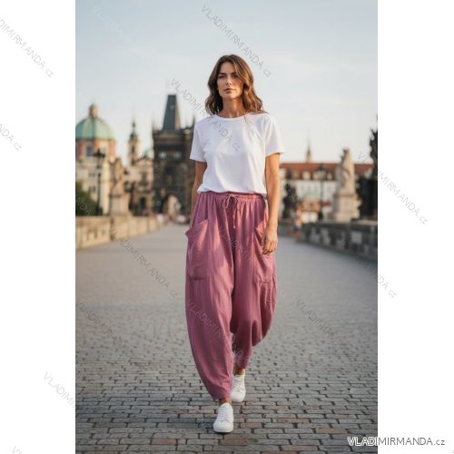 Lange Sommerhose für Damen mit Gürtel (Einheitsgröße S/M) ITALIAN FASHION IMD24080