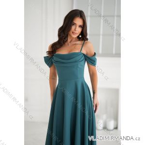 Elegantes, glitzerndes Partykleid mit geometrischem Ausschnitt und Trägern für Damen (Größen 34-46) POLISH FASHION PMLBC24320-20