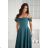 Elegantes, glitzerndes Partykleid mit geometrischem Ausschnitt und Trägern für Damen (Größen 34-46) POLISH FASHION PMLBC24320-20 blau 34