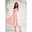 Elegantes, glitzerndes Partykleid mit geometrischem Ausschnitt und Trägern für Damen (Größen 34-46) POLISH FASHION PMLBC24320-20 růžová meruňková 38