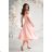 Elegantes, glitzerndes Partykleid mit geometrischem Ausschnitt und Trägern für Damen (Größen 34-46) POLISH FASHION PMLBC24320-20 růžová meruňková 38