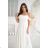 Elegantes, glitzerndes Partykleid mit geometrischem Ausschnitt und Trägern für Damen (Größen 34-46) POLISH FASHION PMLBC24320-20 weiß 38