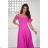 Elegantes, glitzerndes Partykleid mit geometrischem Ausschnitt und Trägern für Damen (Größen 34-46) POLISH FASHION PMLBC24320-20 dunkelrosa 34