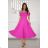 Elegantes, glitzerndes Partykleid mit geometrischem Ausschnitt und Trägern für Damen (Größen 34-46) POLISH FASHION PMLBC24320-20 dunkelrosa 34