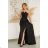 Elegantes, glitzerndes Partykleid mit geometrischem Ausschnitt und Trägern für Damen (Größen 34-46) POLISH FASHION PMLBC24320-20 schwarz 38