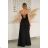 Elegantes, glitzerndes Partykleid mit geometrischem Ausschnitt und Trägern für Damen (Größen 34-46) POLISH FASHION PMLBC24320-20 schwarz 38