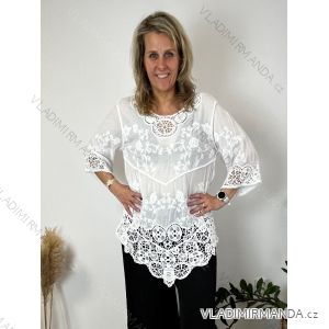 Tunika aus Baumwollspitze mit 3/4 Ärmeln (uni s / l) ITALIAN FASHION IMB22ROSA