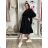 Damen 3/4 Langarm-Hemdkleid (XS/S/M Einheitsgröße) ITALIAN FASHION IMD25030  schwarz