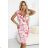 379-6 BOYKA Figurbetontes Midikleid mit Wickelausschnitt  Weiß mit rosa Blumen L pink