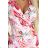 379-6 BOYKA Figurbetontes Midikleid mit Wickelausschnitt  Weiß mit rosa Blumen L pink