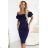 599-3 CARMEN Figurbetontes Midikleid im spanischen Stil - marineblau L dunkelblau