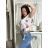 T-Shirt mit kurzen Ärmeln Damen floral (uni sl) ITALIENISCHE Mode IM518121 M / L weiß
