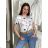 T-Shirt mit kurzen Ärmeln Damen floral (uni sl) ITALIENISCHE Mode IM518121 M / L weiß