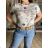 T-Shirt mit kurzen Ärmeln Damen floral (uni sl) ITALIENISCHE Mode IM518121 M / L weiß