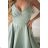 Elegantes, glitzerndes Partykleid mit geometrischem Ausschnitt und Trägern für Damen (Größen 34-46) POLISH FASHION PMLBC24320-20 grünes Khaki 40