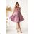 Elegantes, glitzerndes Partykleid mit geometrischem Ausschnitt und Trägern für Damen (Größen 34-46) POLISH FASHION PMLBC24320-20 pink 34