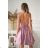 Elegantes, glitzerndes Partykleid mit geometrischem Ausschnitt und Trägern für Damen (Größen 34-46) POLISH FASHION PMLBC24320-20 pink 34