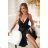 Elegantes, glitzerndes Partykleid mit geometrischem Ausschnitt und Trägern für Damen (Größen 34-46) POLISH FASHION PMLBC24320-20 schwarz 42