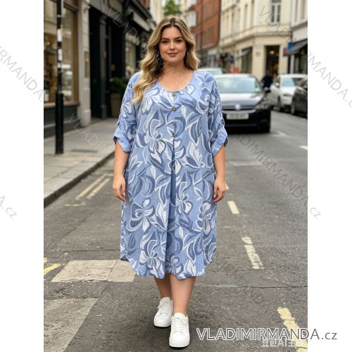 Sommerkleid oval Kurzarm Damen Übergröße (50/52/54 Einheitsgröße) ITALIAN FASHION IM425011