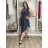 Šaty elegantní krátký rukáv s řasením dámské (S/M/L) italská moda IMWAX260001 S / M / L dunkelblau
