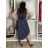 Šaty elegantní krátký rukáv s řasením dámské (S/M/L) italská moda IMWAX260001 S / M / L dunkelblau