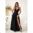 Elegantes, glitzerndes Partykleid mit geometrischem Ausschnitt und Trägern für Damen (Größen 34-46) POLISH FASHION PMLBC24320-20 schwarz 38