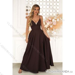 Elegantes, glitzerndes Partykleid mit geometrischem Ausschnitt und Trägern für Damen (Größen 34-46) POLISH FASHION PMLBC24320-20